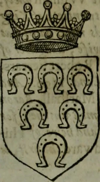 An illustration from A catalogve and succession of the kings, princes, dukes, marquesses, earles, and viscounts of this realme of England, since the Norman conquest, to this present yeere 1622. Together with their armes, wiues, and children; the times of their deaths and burials, with many of their memorable actions, 1622, leaf 142