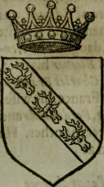 An illustration from A catalogve and succession of the kings, princes, dukes, marquesses, earles, and viscounts of this realme of England, since the Norman conquest, to this present yeere 1622. Together with their armes, wiues, and children; the times of their deaths and burials, with many of their memorable actions, 1622, leaf 148
