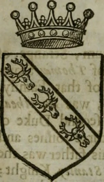 An illustration from A catalogve and succession of the kings, princes, dukes, marquesses, earles, and viscounts of this realme of England, since the Norman conquest, to this present yeere 1622. Together with their armes, wiues, and children; the times of their deaths and burials, with many of their memorable actions, 1622, leaf 149