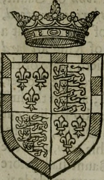An illustration from A catalogve and succession of the kings, princes, dukes, marquesses, earles, and viscounts of this realme of England, since the Norman conquest, to this present yeere 1622. Together with their armes, wiues, and children; the times of their deaths and burials, with many of their memorable actions, 1622, leaf 151
