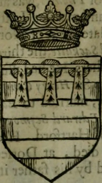 An illustration from A catalogve and succession of the kings, princes, dukes, marquesses, earles, and viscounts of this realme of England, since the Norman conquest, to this present yeere 1622. Together with their armes, wiues, and children; the times of their deaths and burials, with many of their memorable actions, 1622, leaf 154