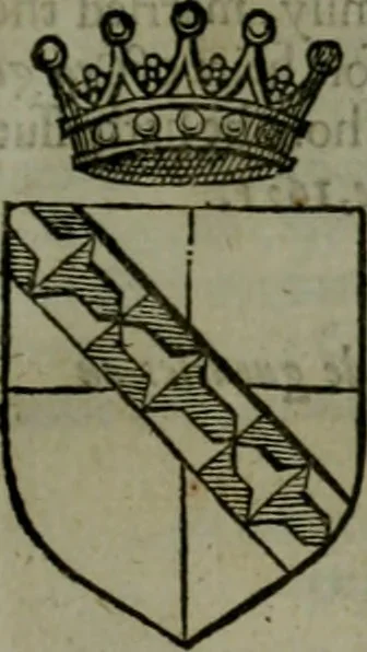An illustration from A catalogve and succession of the kings, princes, dukes, marquesses, earles, and viscounts of this realme of England, since the Norman conquest, to this present yeere 1622. Together with their armes, wiues, and children; the times of their deaths and burials, with many of their memorable actions, 1622, leaf 154