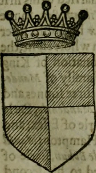 An illustration from A catalogve and succession of the kings, princes, dukes, marquesses, earles, and viscounts of this realme of England, since the Norman conquest, to this present yeere 1622. Together with their armes, wiues, and children; the times of their deaths and burials, with many of their memorable actions, 1622, leaf 156