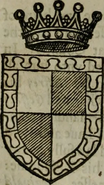 An illustration from A catalogve and succession of the kings, princes, dukes, marquesses, earles, and viscounts of this realme of England, since the Norman conquest, to this present yeere 1622. Together with their armes, wiues, and children; the times of their deaths and burials, with many of their memorable actions, 1622, leaf 157