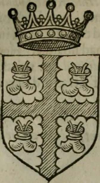 An illustration from A catalogve and succession of the kings, princes, dukes, marquesses, earles, and viscounts of this realme of England, since the Norman conquest, to this present yeere 1622. Together with their armes, wiues, and children; the times of their deaths and burials, with many of their memorable actions, 1622, leaf 161