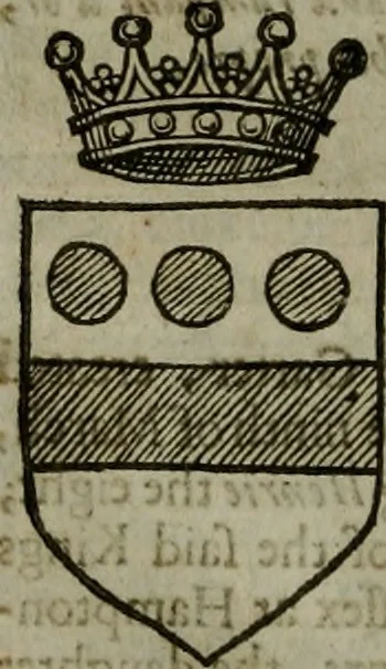 An illustration from A catalogve and succession of the kings, princes, dukes, marquesses, earles, and viscounts of this realme of England, since the Norman conquest, to this present yeere 1622. Together with their armes, wiues, and children; the times of their deaths and burials, with many of their memorable actions, 1622, leaf 163
