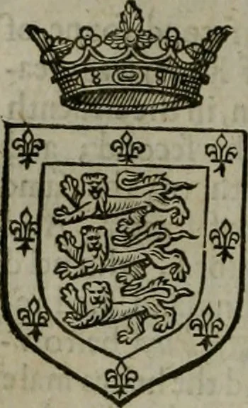 An illustration from A catalogve and succession of the kings, princes, dukes, marquesses, earles, and viscounts of this realme of England, since the Norman conquest, to this present yeere 1622. Together with their armes, wiues, and children; the times of their deaths and burials, with many of their memorable actions, 1622, leaf 165