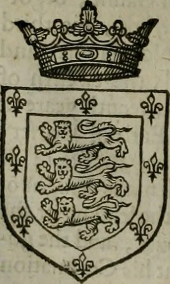 An illustration from A catalogve and succession of the kings, princes, dukes, marquesses, earles, and viscounts of this realme of England, since the Norman conquest, to this present yeere 1622. Together with their armes, wiues, and children; the times of their deaths and burials, with many of their memorable actions, 1622, leaf 165