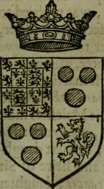 An illustration from A catalogve and succession of the kings, princes, dukes, marquesses, earles, and viscounts of this realme of England, since the Norman conquest, to this present yeere 1622. Together with their armes, wiues, and children; the times of their deaths and burials, with many of their memorable actions, 1622, leaf 166