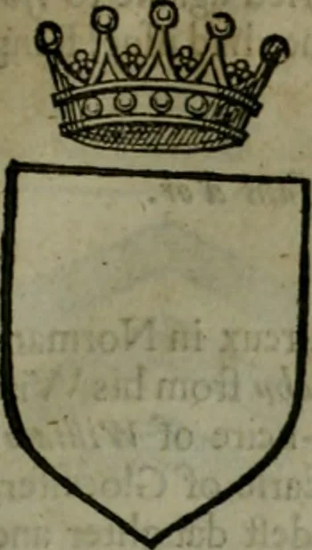 An illustration from A catalogve and succession of the kings, princes, dukes, marquesses, earles, and viscounts of this realme of England, since the Norman conquest, to this present yeere 1622. Together with their armes, wiues, and children; the times of their deaths and burials, with many of their memorable actions, 1622, leaf 172