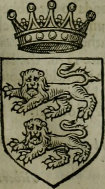 An illustration from A catalogve and succession of the kings, princes, dukes, marquesses, earles, and viscounts of this realme of England, since the Norman conquest, to this present yeere 1622. Together with their armes, wiues, and children; the times of their deaths and burials, with many of their memorable actions, 1622, leaf 172