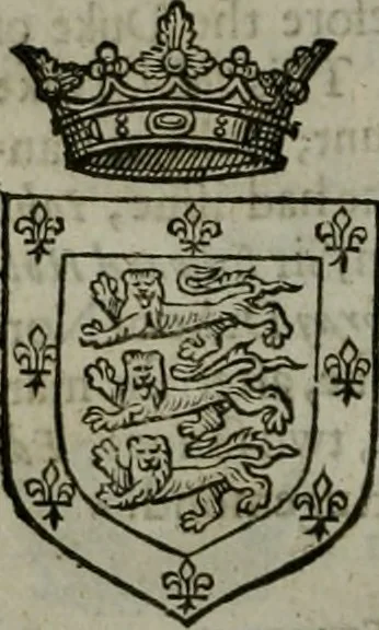 An illustration from A catalogve and succession of the kings, princes, dukes, marquesses, earles, and viscounts of this realme of England, since the Norman conquest, to this present yeere 1622. Together with their armes, wiues, and children; the times of their deaths and burials, with many of their memorable actions, 1622, leaf 195