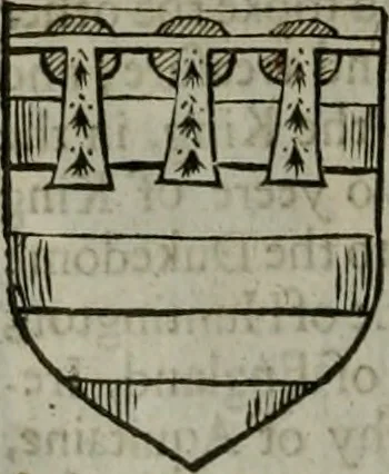 An illustration from A catalogve and succession of the kings, princes, dukes, marquesses, earles, and viscounts of this realme of England, since the Norman conquest, to this present yeere 1622. Together with their armes, wiues, and children; the times of their deaths and burials, with many of their memorable actions, 1622, leaf 195