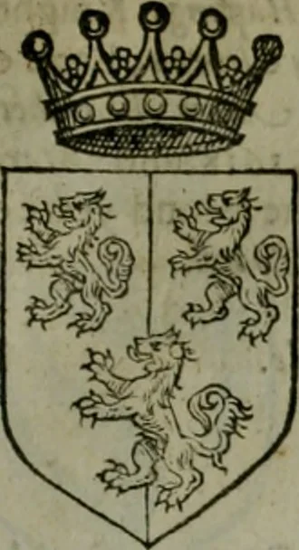An illustration from A catalogve and succession of the kings, princes, dukes, marquesses, earles, and viscounts of this realme of England, since the Norman conquest, to this present yeere 1622. Together with their armes, wiues, and children; the times of their deaths and burials, with many of their memorable actions, 1622, leaf 196