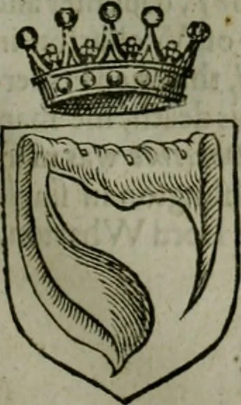 An illustration from A catalogve and succession of the kings, princes, dukes, marquesses, earles, and viscounts of this realme of England, since the Norman conquest, to this present yeere 1622. Together with their armes, wiues, and children; the times of their deaths and burials, with many of their memorable actions, 1622, leaf 196