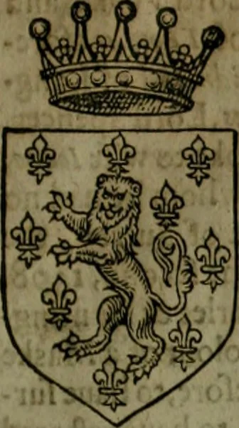 An illustration from A catalogve and succession of the kings, princes, dukes, marquesses, earles, and viscounts of this realme of England, since the Norman conquest, to this present yeere 1622. Together with their armes, wiues, and children; the times of their deaths and burials, with many of their memorable actions, 1622, leaf 202