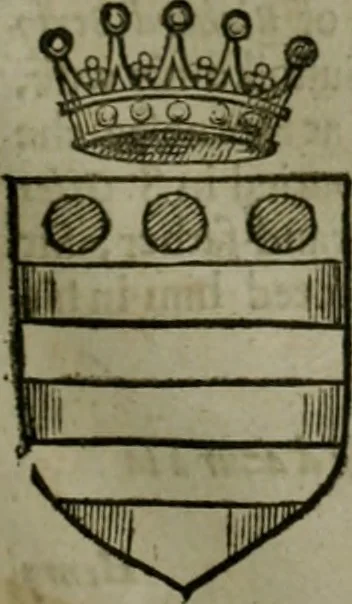 An illustration from A catalogve and succession of the kings, princes, dukes, marquesses, earles, and viscounts of this realme of England, since the Norman conquest, to this present yeere 1622. Together with their armes, wiues, and children; the times of their deaths and burials, with many of their memorable actions, 1622, leaf 204