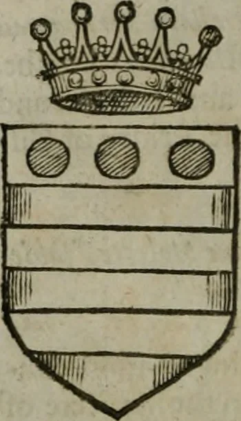 An illustration from A catalogve and succession of the kings, princes, dukes, marquesses, earles, and viscounts of this realme of England, since the Norman conquest, to this present yeere 1622. Together with their armes, wiues, and children; the times of their deaths and burials, with many of their memorable actions, 1622, leaf 205