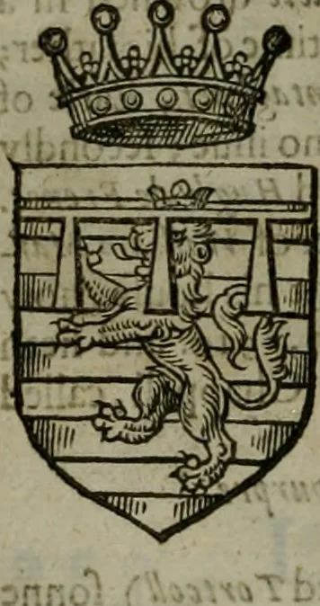 An illustration from A catalogve and succession of the kings, princes, dukes, marquesses, earles, and viscounts of this realme of England, since the Norman conquest, to this present yeere 1622. Together with their armes, wiues, and children; the times of their deaths and burials, with many of their memorable actions, 1622, leaf 213