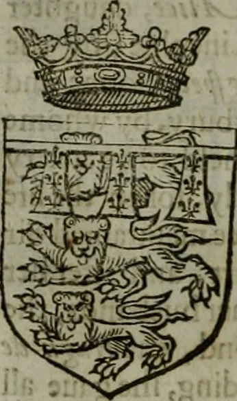 An illustration from A catalogve and succession of the kings, princes, dukes, marquesses, earles, and viscounts of this realme of England, since the Norman conquest, to this present yeere 1622. Together with their armes, wiues, and children; the times of their deaths and burials, with many of their memorable actions, 1622, leaf 217