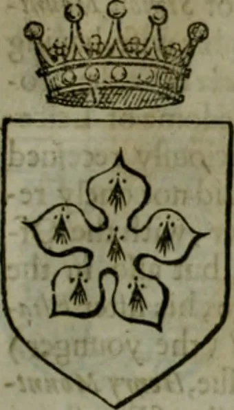 An illustration from A catalogve and succession of the kings, princes, dukes, marquesses, earles, and viscounts of this realme of England, since the Norman conquest, to this present yeere 1622. Together with their armes, wiues, and children; the times of their deaths and burials, with many of their memorable actions, 1622, leaf 222