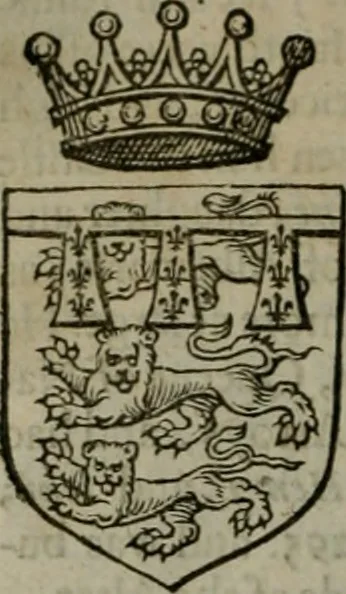 An illustration from A catalogve and succession of the kings, princes, dukes, marquesses, earles, and viscounts of this realme of England, since the Norman conquest, to this present yeere 1622. Together with their armes, wiues, and children; the times of their deaths and burials, with many of their memorable actions, 1622, leaf 225