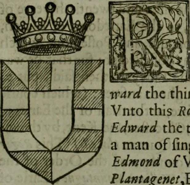 An illustration from A catalogve and succession of the kings, princes, dukes, marquesses, earles, and viscounts of this realme of England, since the Norman conquest, to this present yeere 1622. Together with their armes, wiues, and children; the times of their deaths and burials, with many of their memorable actions, 1622, leaf 228
