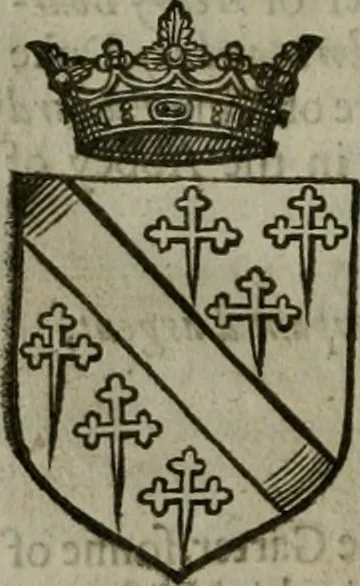 An illustration from A catalogve and succession of the kings, princes, dukes, marquesses, earles, and viscounts of this realme of England, since the Norman conquest, to this present yeere 1622. Together with their armes, wiues, and children; the times of their deaths and burials, with many of their memorable actions, 1622, leaf 253