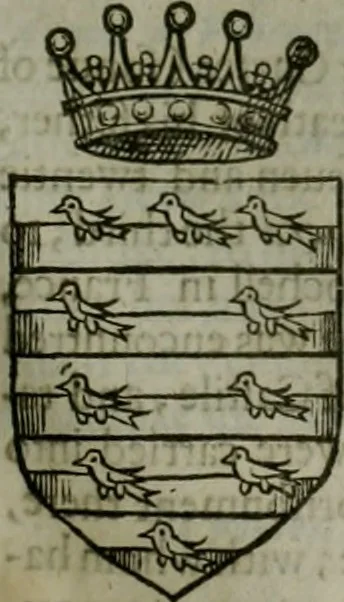 An illustration from A catalogve and succession of the kings, princes, dukes, marquesses, earles, and viscounts of this realme of England, since the Norman conquest, to this present yeere 1622. Together with their armes, wiues, and children; the times of their deaths and burials, with many of their memorable actions, 1622, leaf 282