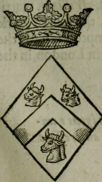 An illustration from A catalogve and succession of the kings, princes, dukes, marquesses, earles, and viscounts of this realme of England, since the Norman conquest, to this present yeere 1622. Together with their armes, wiues, and children; the times of their deaths and burials, with many of their memorable actions, 1622, leaf 288