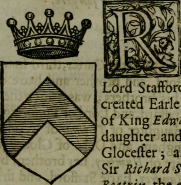 An illustration from A catalogve and succession of the kings, princes, dukes, marquesses, earles, and viscounts of this realme of England, since the Norman conquest, to this present yeere 1622. Together with their armes, wiues, and children; the times of their deaths and burials, with many of their memorable actions, 1622, leaf 328