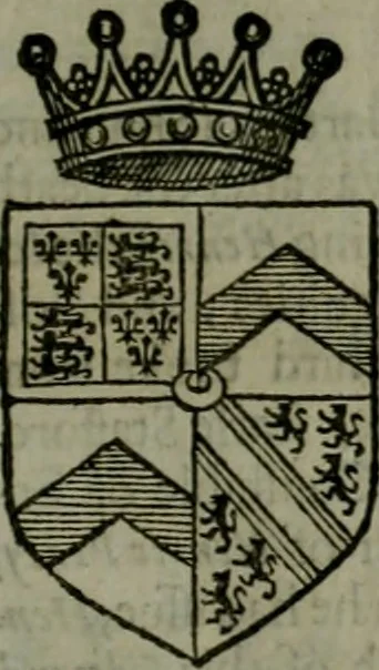 An illustration from A catalogve and succession of the kings, princes, dukes, marquesses, earles, and viscounts of this realme of England, since the Norman conquest, to this present yeere 1622. Together with their armes, wiues, and children; the times of their deaths and burials, with many of their memorable actions, 1622, leaf 330