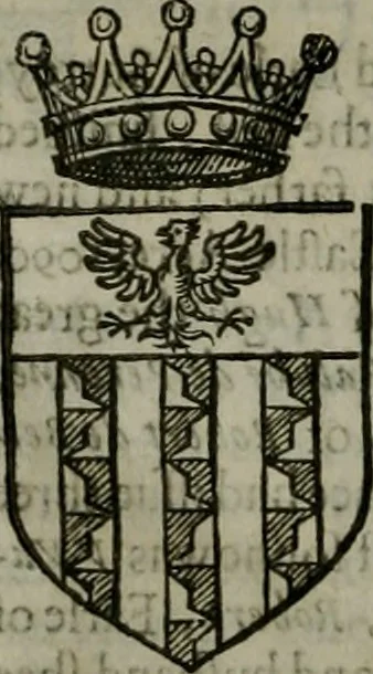 An illustration from A catalogve and succession of the kings, princes, dukes, marquesses, earles, and viscounts of this realme of England, since the Norman conquest, to this present yeere 1622. Together with their armes, wiues, and children; the times of their deaths and burials, with many of their memorable actions, 1622, leaf 343