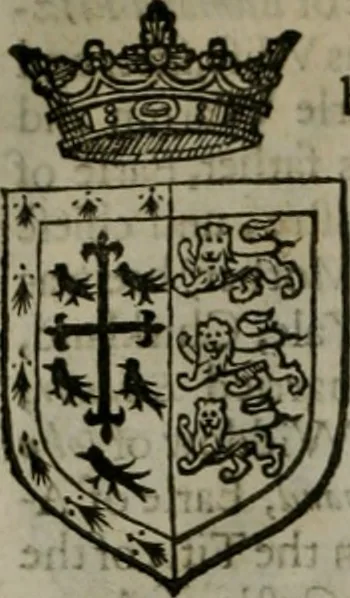 An illustration from A catalogve and succession of the kings, princes, dukes, marquesses, earles, and viscounts of this realme of England, since the Norman conquest, to this present yeere 1622. Together with their armes, wiues, and children; the times of their deaths and burials, with many of their memorable actions, 1622, leaf 347