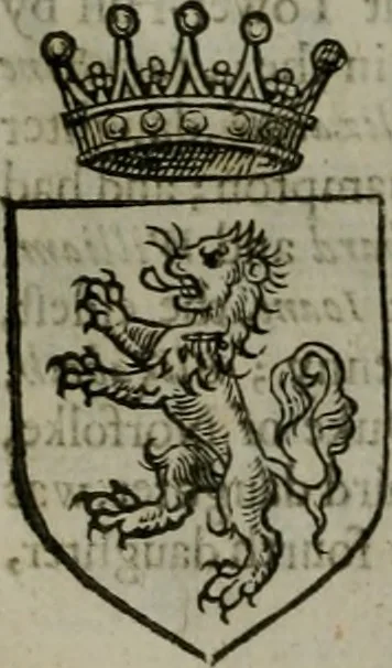An illustration from A catalogve and succession of the kings, princes, dukes, marquesses, earles, and viscounts of this realme of England, since the Norman conquest, to this present yeere 1622. Together with their armes, wiues, and children; the times of their deaths and burials, with many of their memorable actions, 1622, leaf 347
