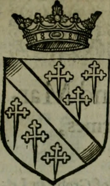 An illustration from A catalogve and succession of the kings, princes, dukes, marquesses, earles, and viscounts of this realme of England, since the Norman conquest, to this present yeere 1622. Together with their armes, wiues, and children; the times of their deaths and burials, with many of their memorable actions, 1622, leaf 350