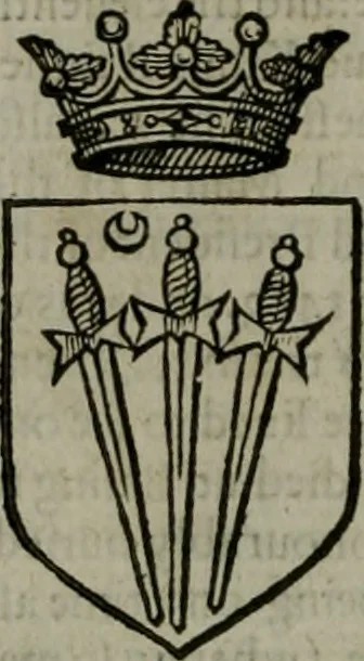 An illustration from A catalogve and succession of the kings, princes, dukes, marquesses, earles, and viscounts of this realme of England, since the Norman conquest, to this present yeere 1622. Together with their armes, wiues, and children; the times of their deaths and burials, with many of their memorable actions, 1622, leaf 355