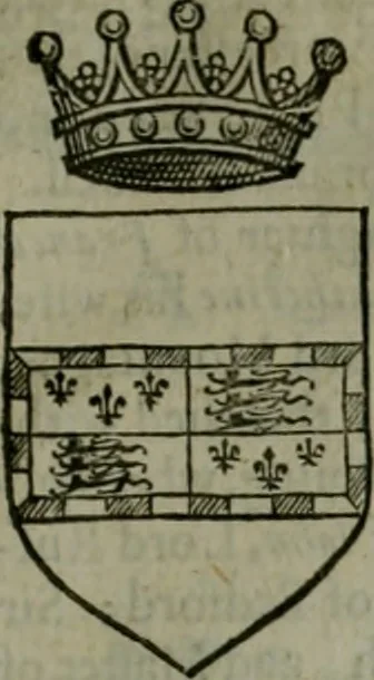 An illustration from A catalogve and succession of the kings, princes, dukes, marquesses, earles, and viscounts of this realme of England, since the Norman conquest, to this present yeere 1622. Together with their armes, wiues, and children; the times of their deaths and burials, with many of their memorable actions, 1622, leaf 360