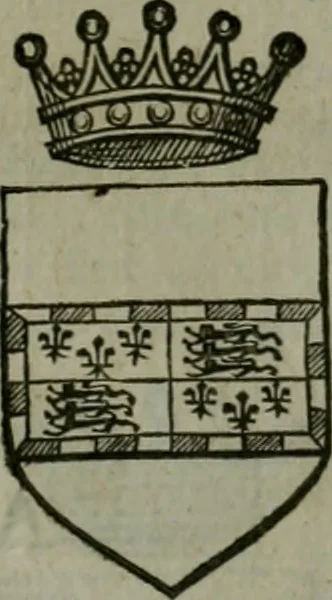 An illustration from A catalogve and succession of the kings, princes, dukes, marquesses, earles, and viscounts of this realme of England, since the Norman conquest, to this present yeere 1622. Together with their armes, wiues, and children; the times of their deaths and burials, with many of their memorable actions, 1622, leaf 360