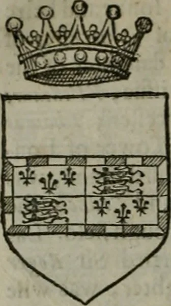 An illustration from A catalogve and succession of the kings, princes, dukes, marquesses, earles, and viscounts of this realme of England, since the Norman conquest, to this present yeere 1622. Together with their armes, wiues, and children; the times of their deaths and burials, with many of their memorable actions, 1622, leaf 361