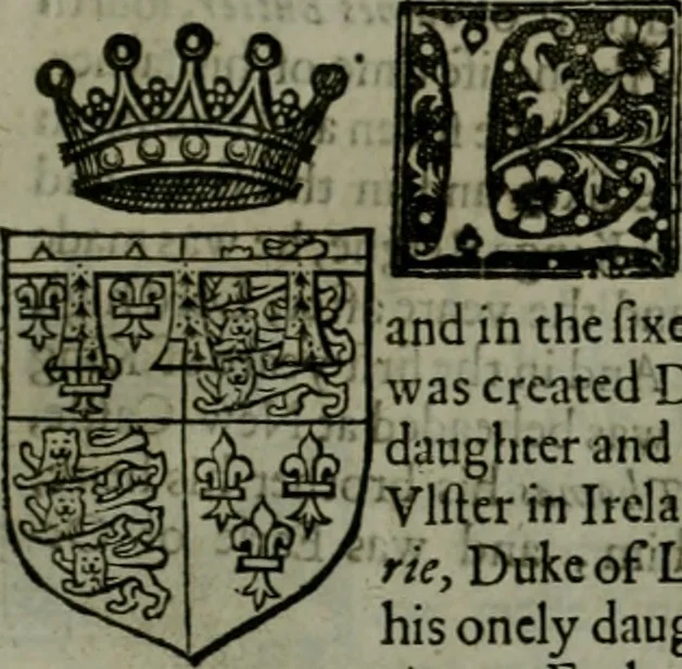 An illustration from A catalogve and succession of the kings, princes, dukes, marquesses, earles, and viscounts of this realme of England, since the Norman conquest, to this present yeere 1622. Together with their armes, wiues, and children; the times of their deaths and burials, with many of their memorable actions, 1622, leaf 362