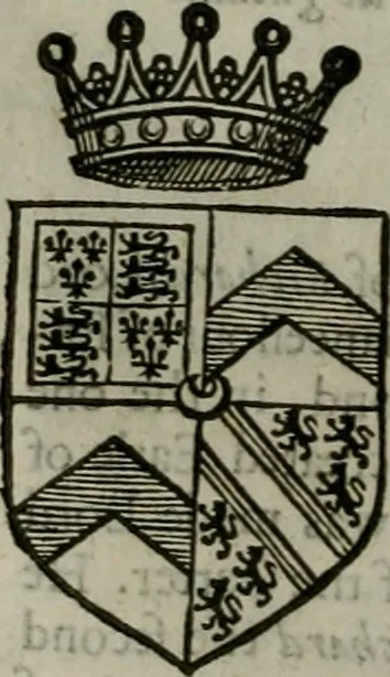 An illustration from A catalogve and succession of the kings, princes, dukes, marquesses, earles, and viscounts of this realme of England, since the Norman conquest, to this present yeere 1622. Together with their armes, wiues, and children; the times of their deaths and burials, with many of their memorable actions, 1622, leaf 363
