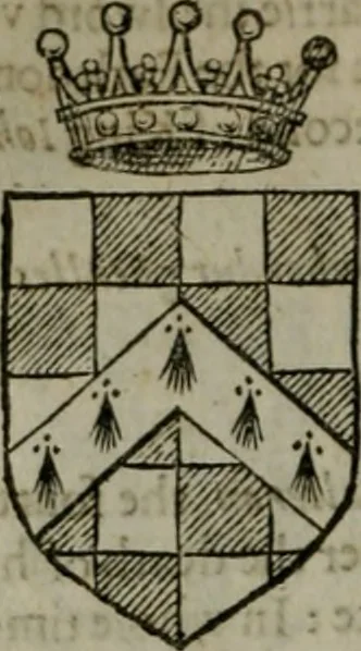 An illustration from A catalogve and succession of the kings, princes, dukes, marquesses, earles, and viscounts of this realme of England, since the Norman conquest, to this present yeere 1622. Together with their armes, wiues, and children; the times of their deaths and burials, with many of their memorable actions, 1622, leaf 375