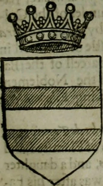 An illustration from A catalogve and succession of the kings, princes, dukes, marquesses, earles, and viscounts of this realme of England, since the Norman conquest, to this present yeere 1622. Together with their armes, wiues, and children; the times of their deaths and burials, with many of their memorable actions, 1622, leaf 376
