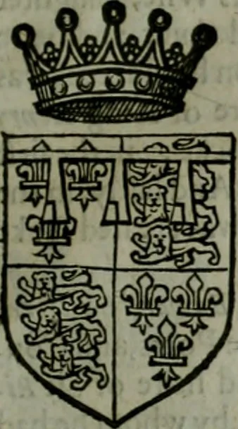An illustration from A catalogve and succession of the kings, princes, dukes, marquesses, earles, and viscounts of this realme of England, since the Norman conquest, to this present yeere 1622. Together with their armes, wiues, and children; the times of their deaths and burials, with many of their memorable actions, 1622, leaf 382