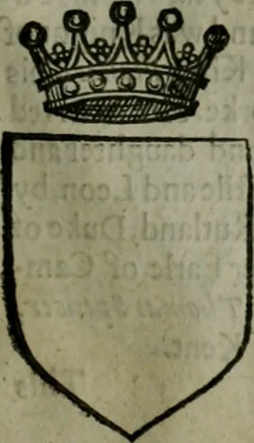 An illustration from A catalogve and succession of the kings, princes, dukes, marquesses, earles, and viscounts of this realme of England, since the Norman conquest, to this present yeere 1622. Together with their armes, wiues, and children; the times of their deaths and burials, with many of their memorable actions, 1622, leaf 384