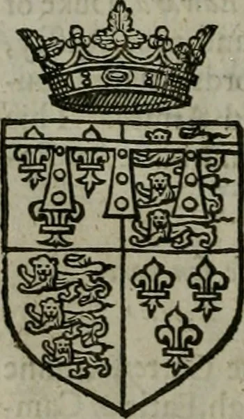 An illustration from A catalogve and succession of the kings, princes, dukes, marquesses, earles, and viscounts of this realme of England, since the Norman conquest, to this present yeere 1622. Together with their armes, wiues, and children; the times of their deaths and burials, with many of their memorable actions, 1622, leaf 387