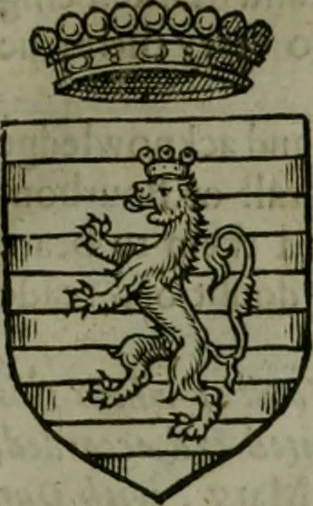 An illustration from A catalogve and succession of the kings, princes, dukes, marquesses, earles, and viscounts of this realme of England, since the Norman conquest, to this present yeere 1622. Together with their armes, wiues, and children; the times of their deaths and burials, with many of their memorable actions, 1622, leaf 394