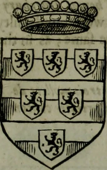 An illustration from A catalogve and succession of the kings, princes, dukes, marquesses, earles, and viscounts of this realme of England, since the Norman conquest, to this present yeere 1622. Together with their armes, wiues, and children; the times of their deaths and burials, with many of their memorable actions, 1622, leaf 398