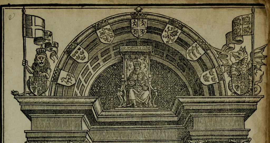 An illustration from A catalogve and succession of the kings, princes, dukes, marquesses, earles, and viscounts of this realme of England, since the Norman conquest, to this present yeere 1622. Together with their armes, wiues, and children; the times of their deaths and burials, with many of their memorable actions, 1622, leaf 4